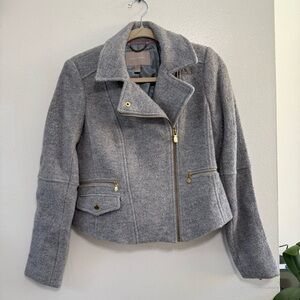 Banana Republic Wool Peacoat Gray Jacket with Gold Details